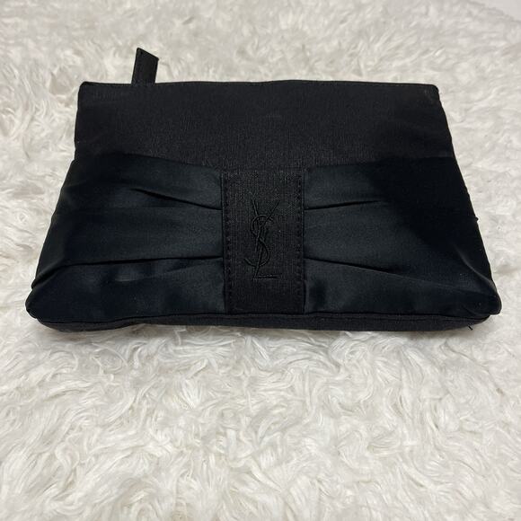 Yves Saint Laurent Parfums 100%cotton clutch envelope hand bag black with mirror - Picture 1 of 9